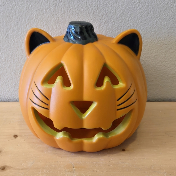 Other - RARE Blow Mold Cat Pumpkin Head Halloween